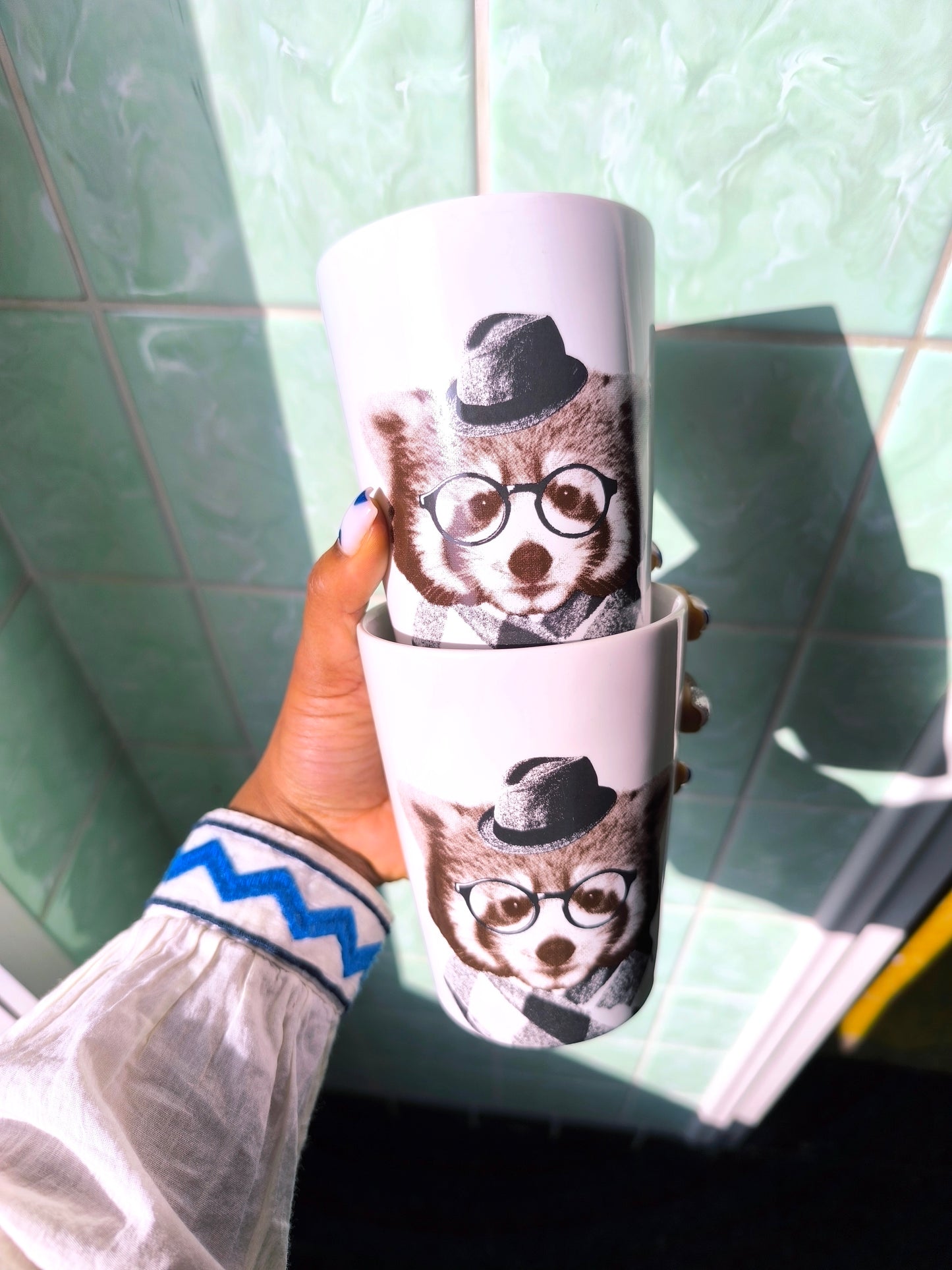 H&M home large animal print mugs wit - set van 4