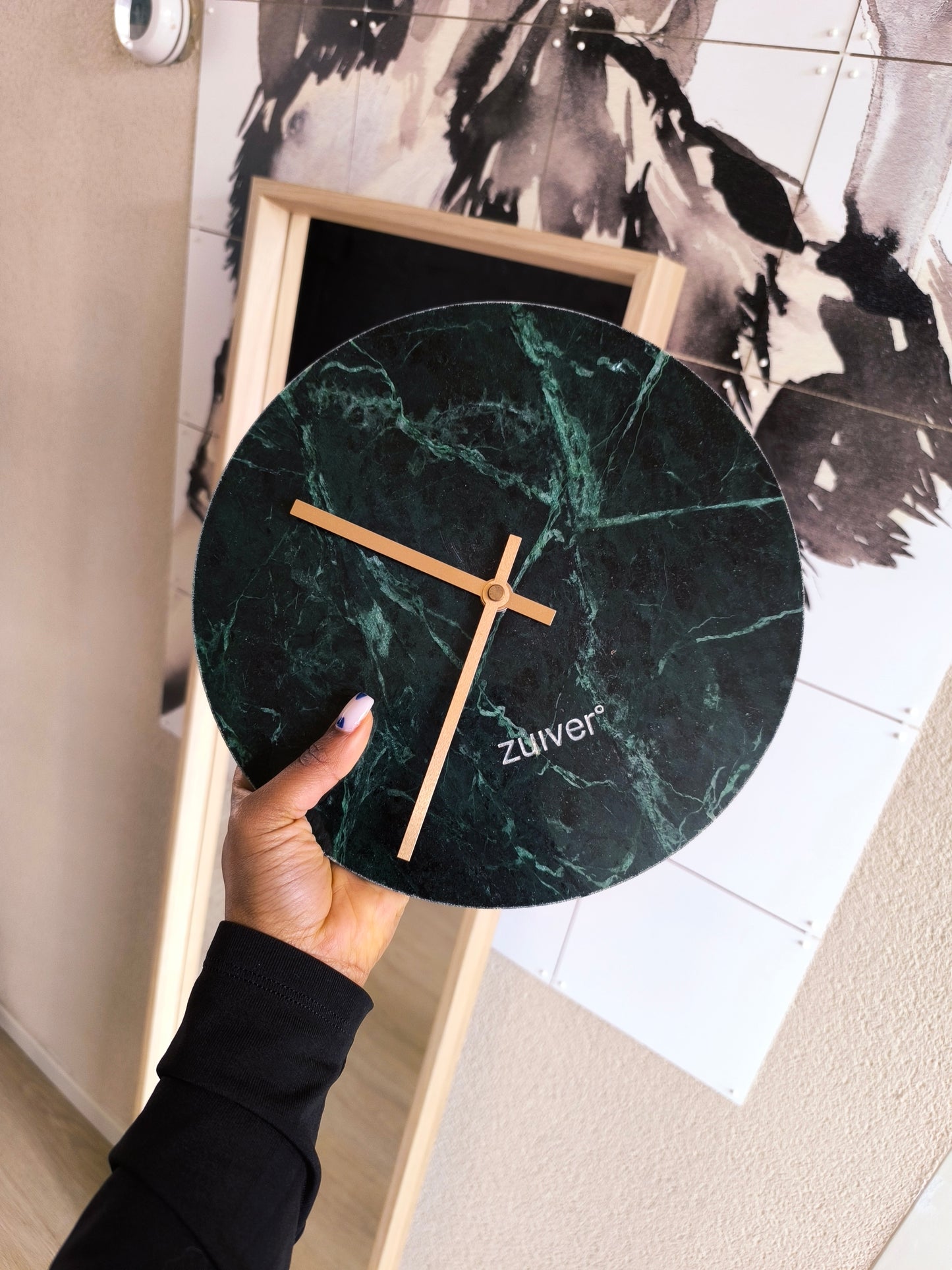 Zuiver marble wandklok emerald green