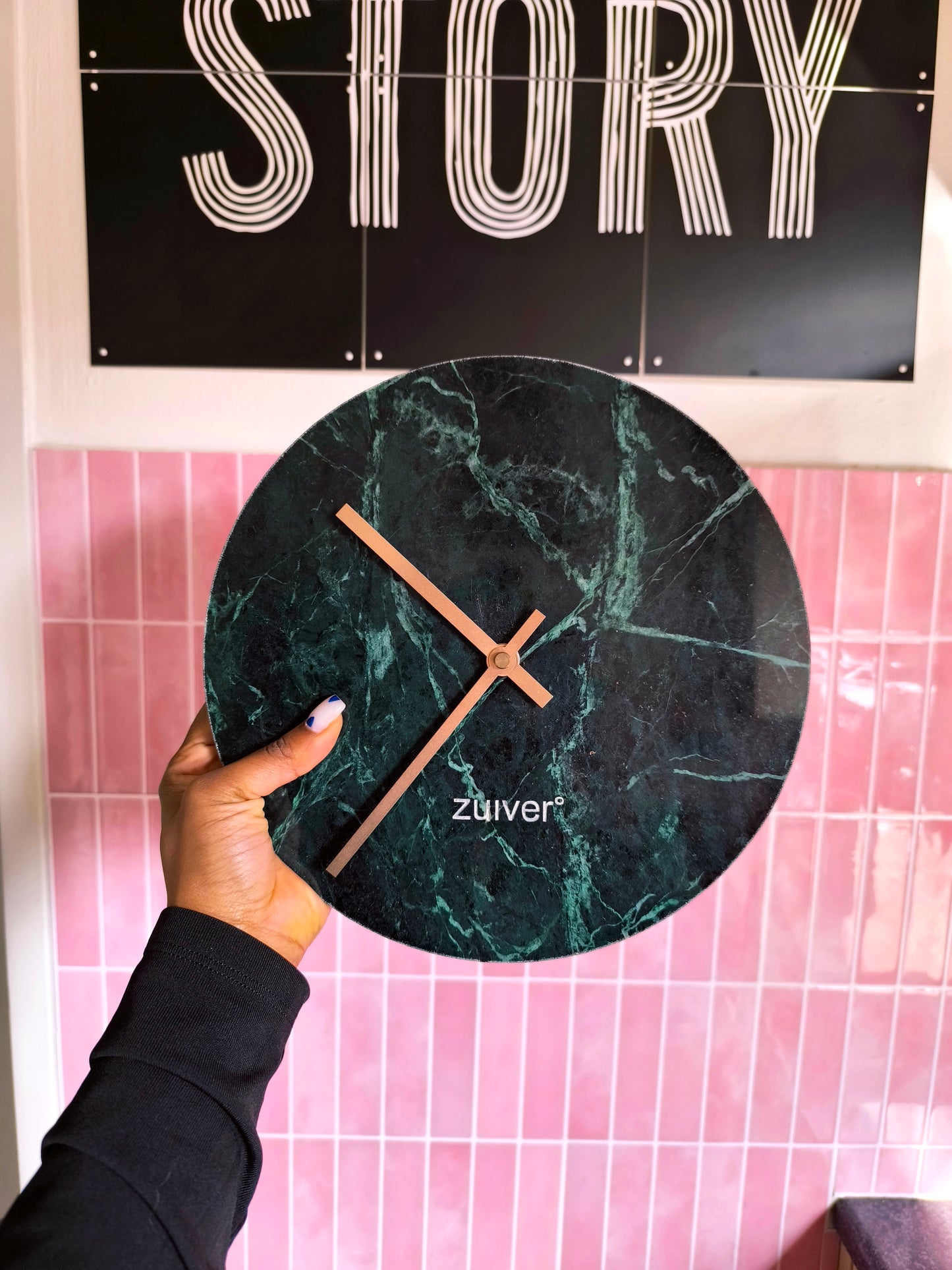 Zuiver marble wandklok emerald green