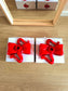 &Klevering ribbon candle holder red