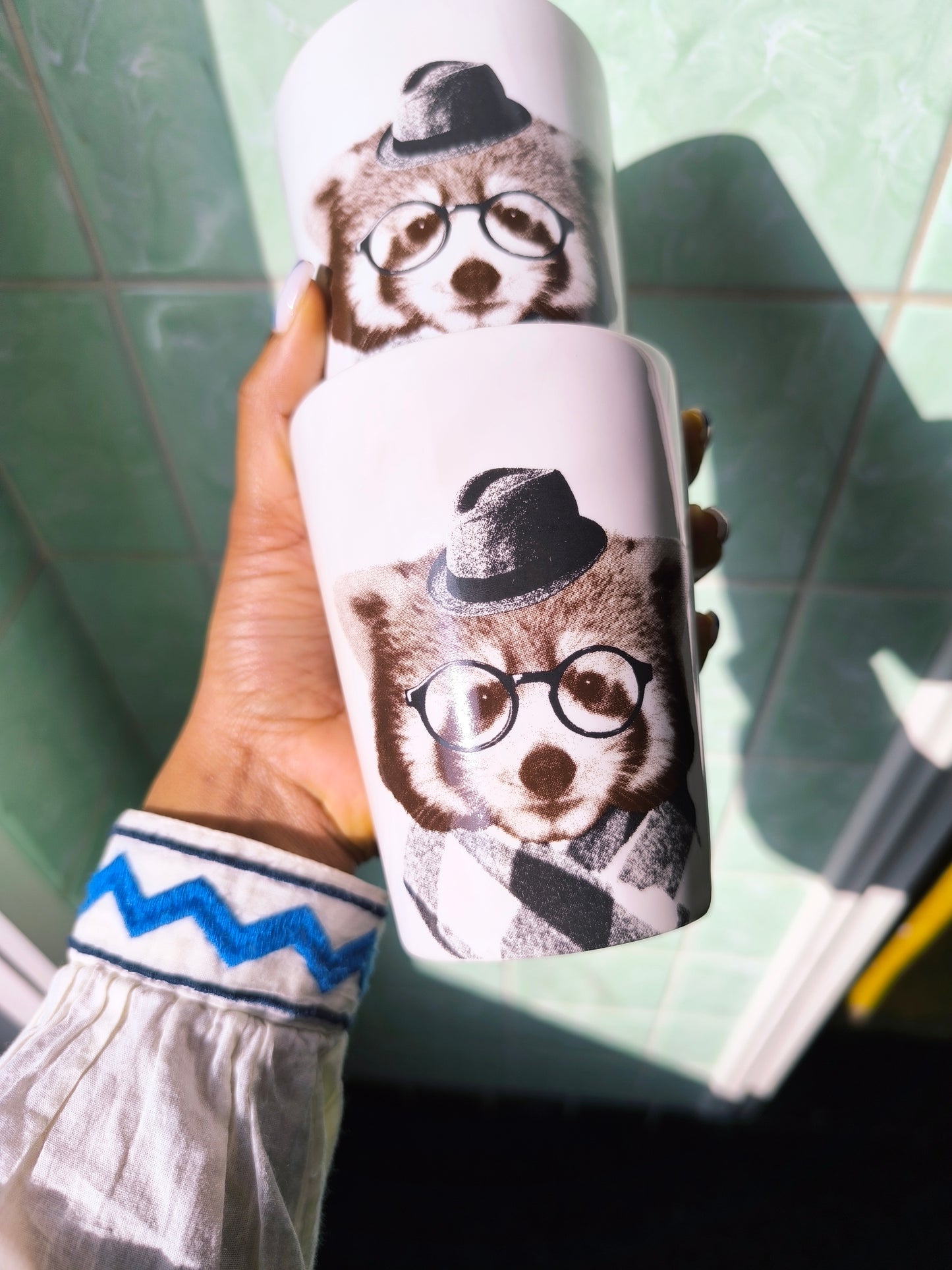 H&M home large animal print mugs wit - set van 4