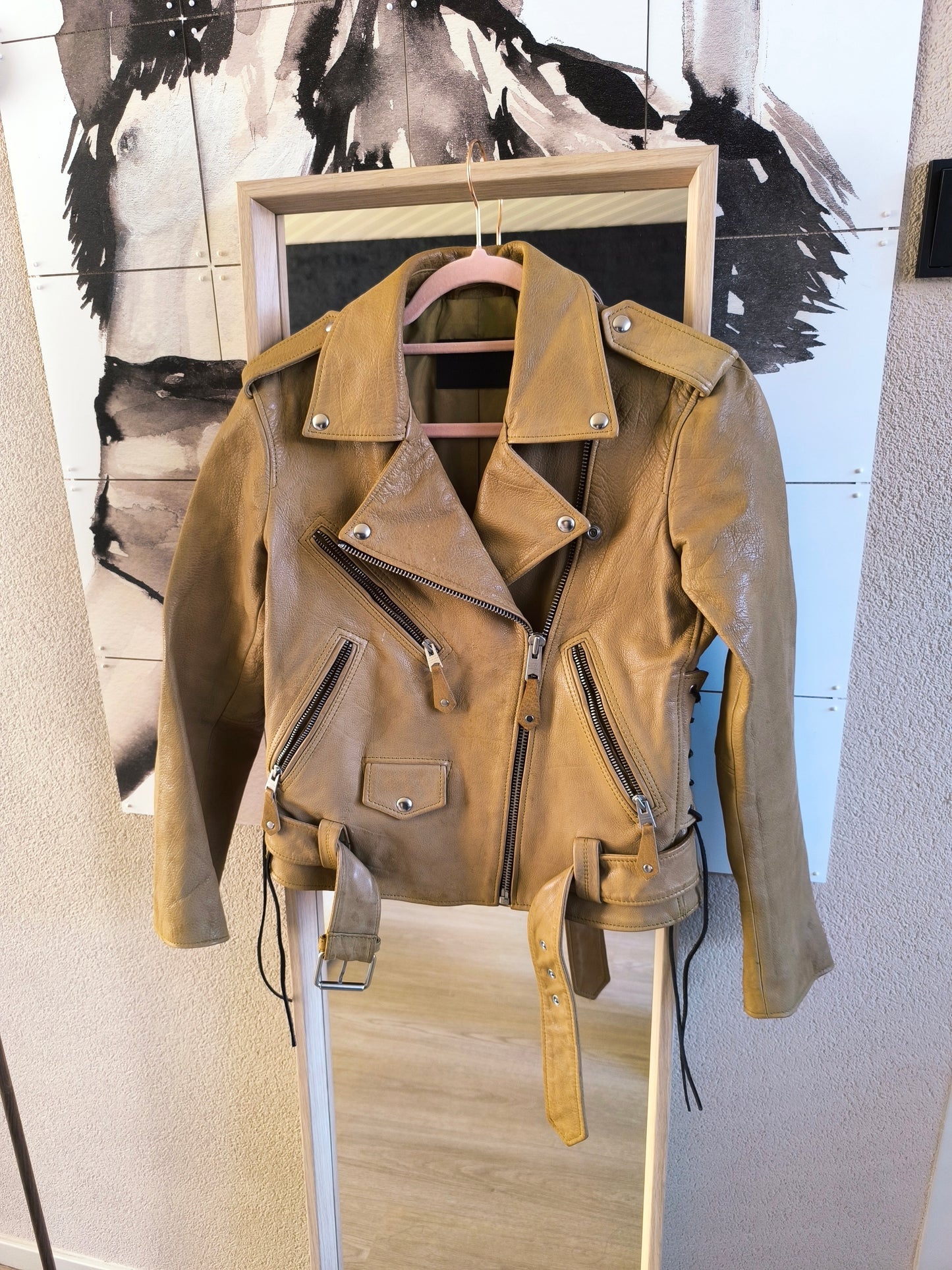 AllSaints 100% buffalo leather biker jacket