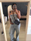 Zara denim wide leg jumpsuit worn look