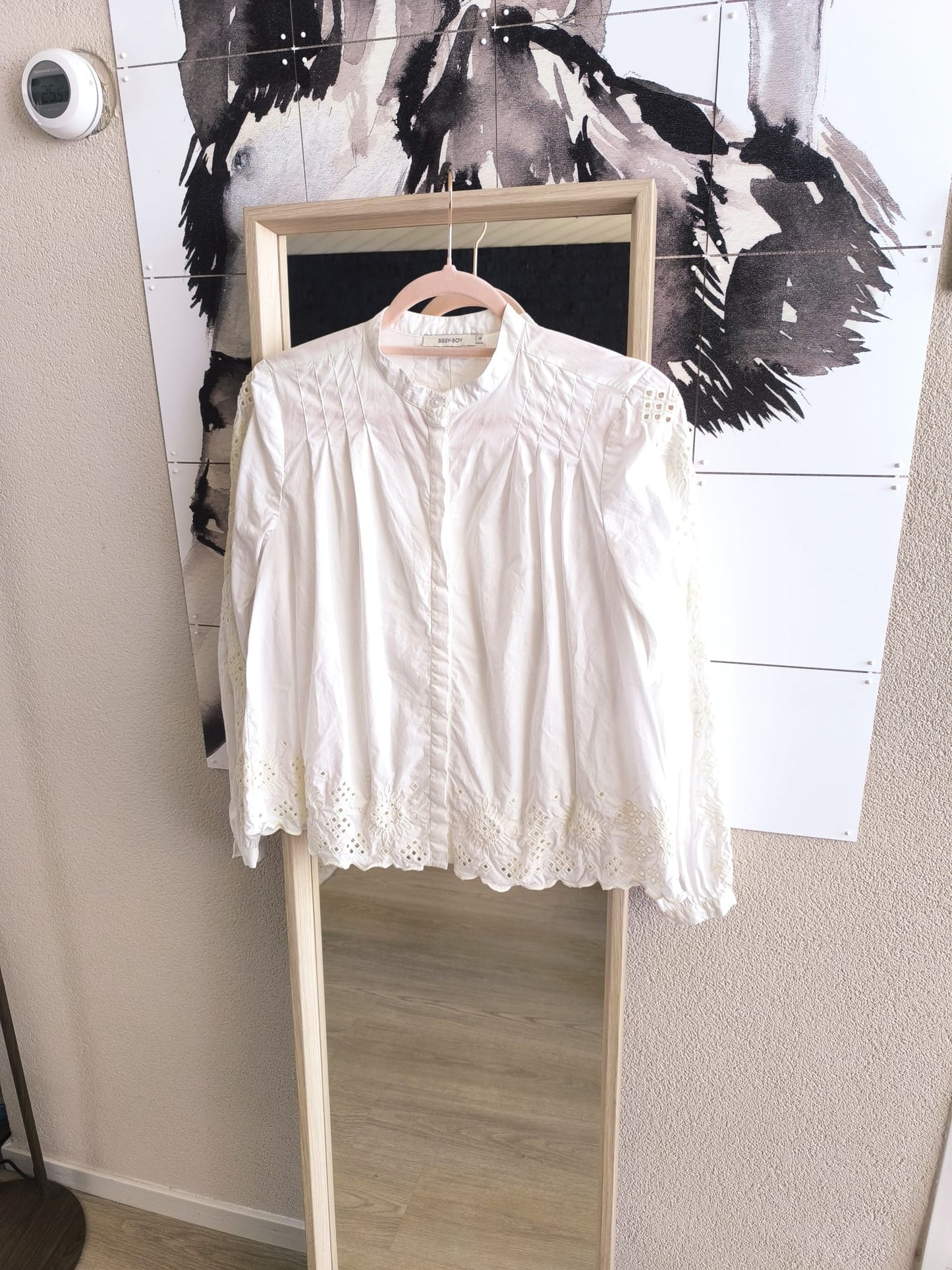 Sissy-Boy poplin cotton broderie shirt crisp white