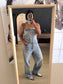 Zara denim wide leg jumpsuit worn look
