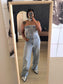 Zara denim wide leg jumpsuit worn look