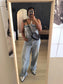 Zara denim wide leg jumpsuit worn look