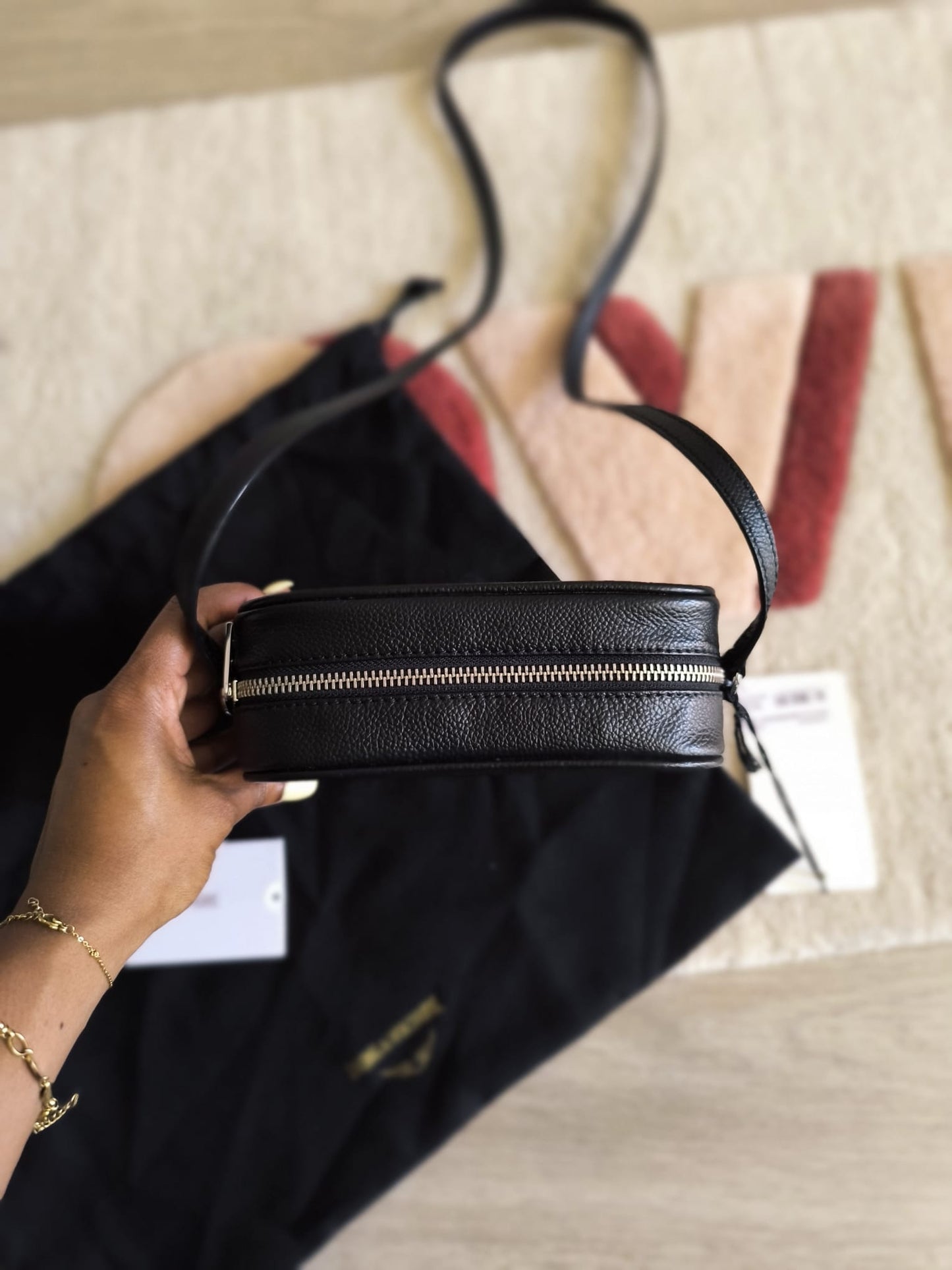 Zadig & Voltaire grained leather boxy bag xs Noir