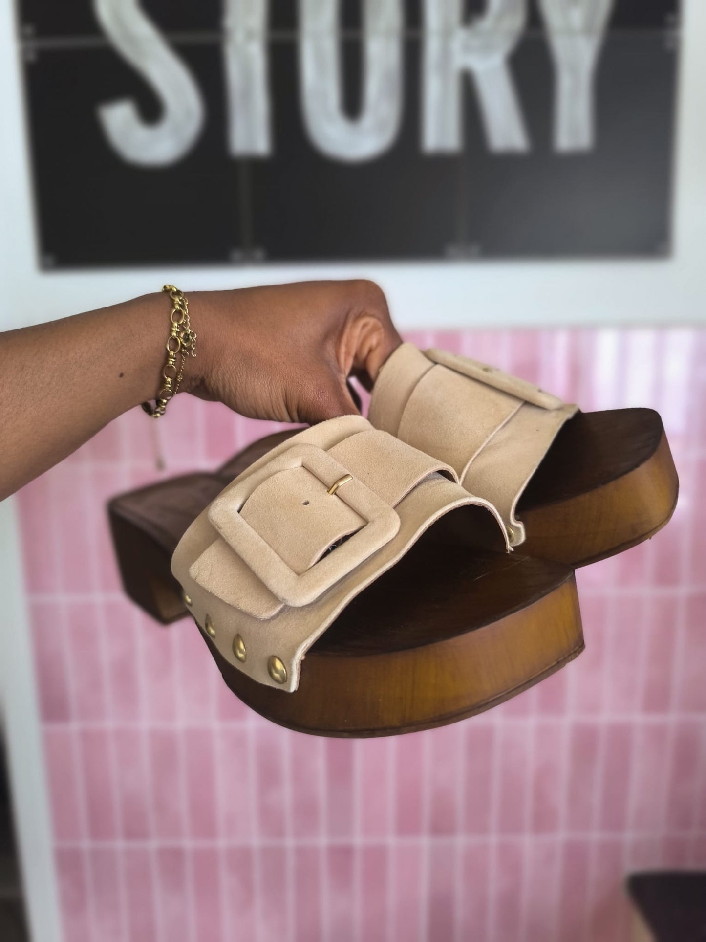 Notre-V chunky western mules beige / brown