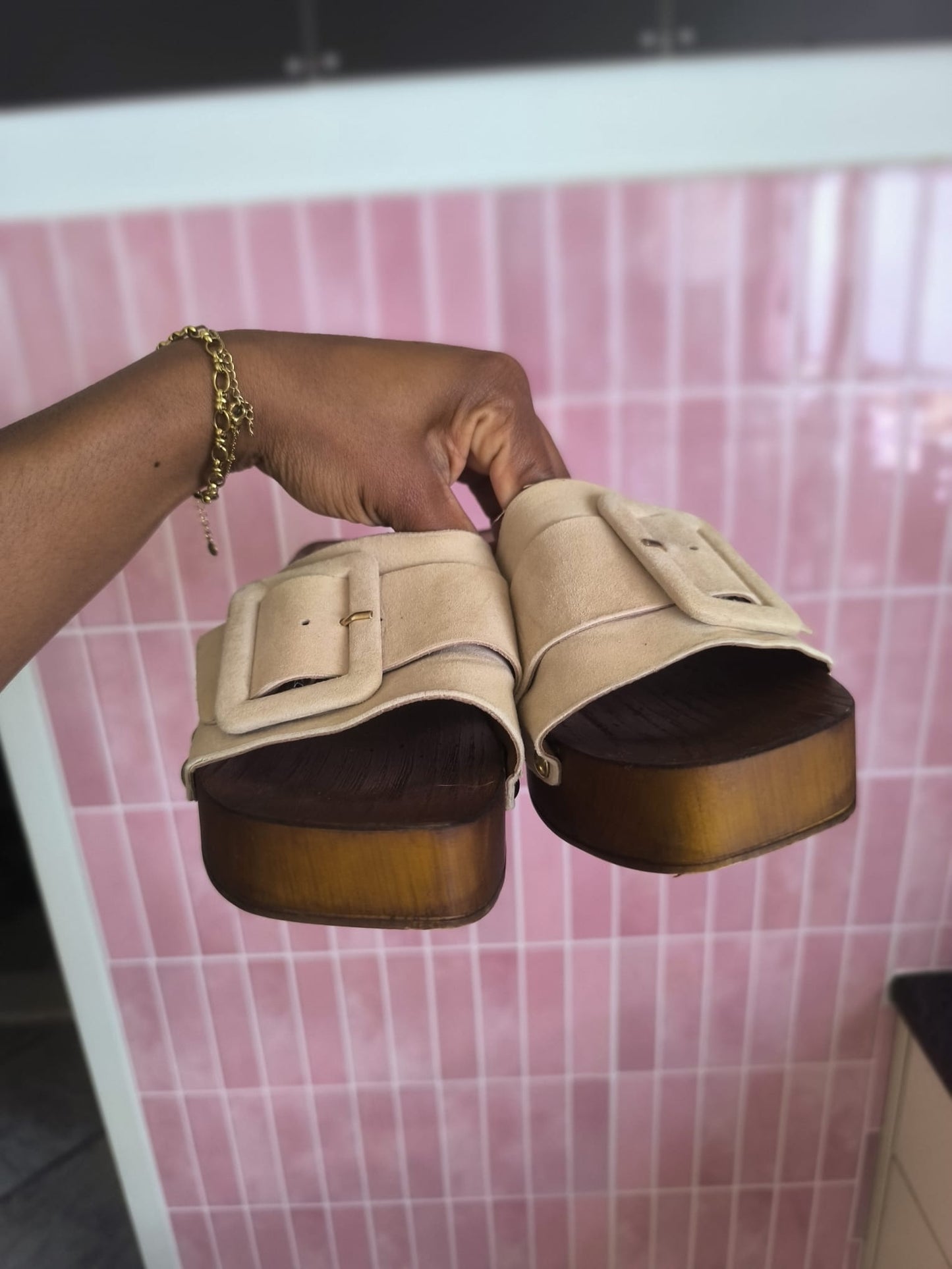 Notre-V chunky western mules beige / brown