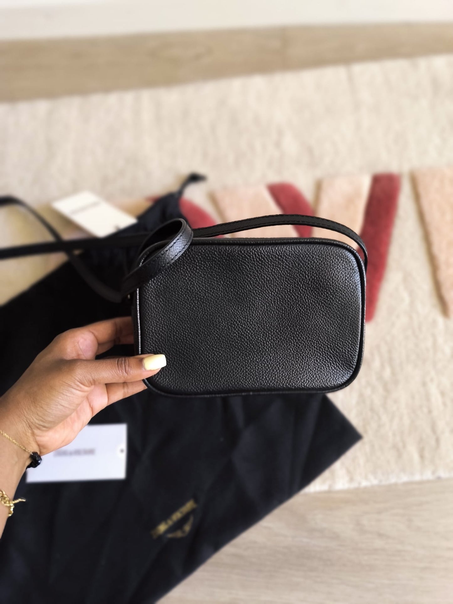 Zadig & Voltaire grained leather boxy bag xs Noir