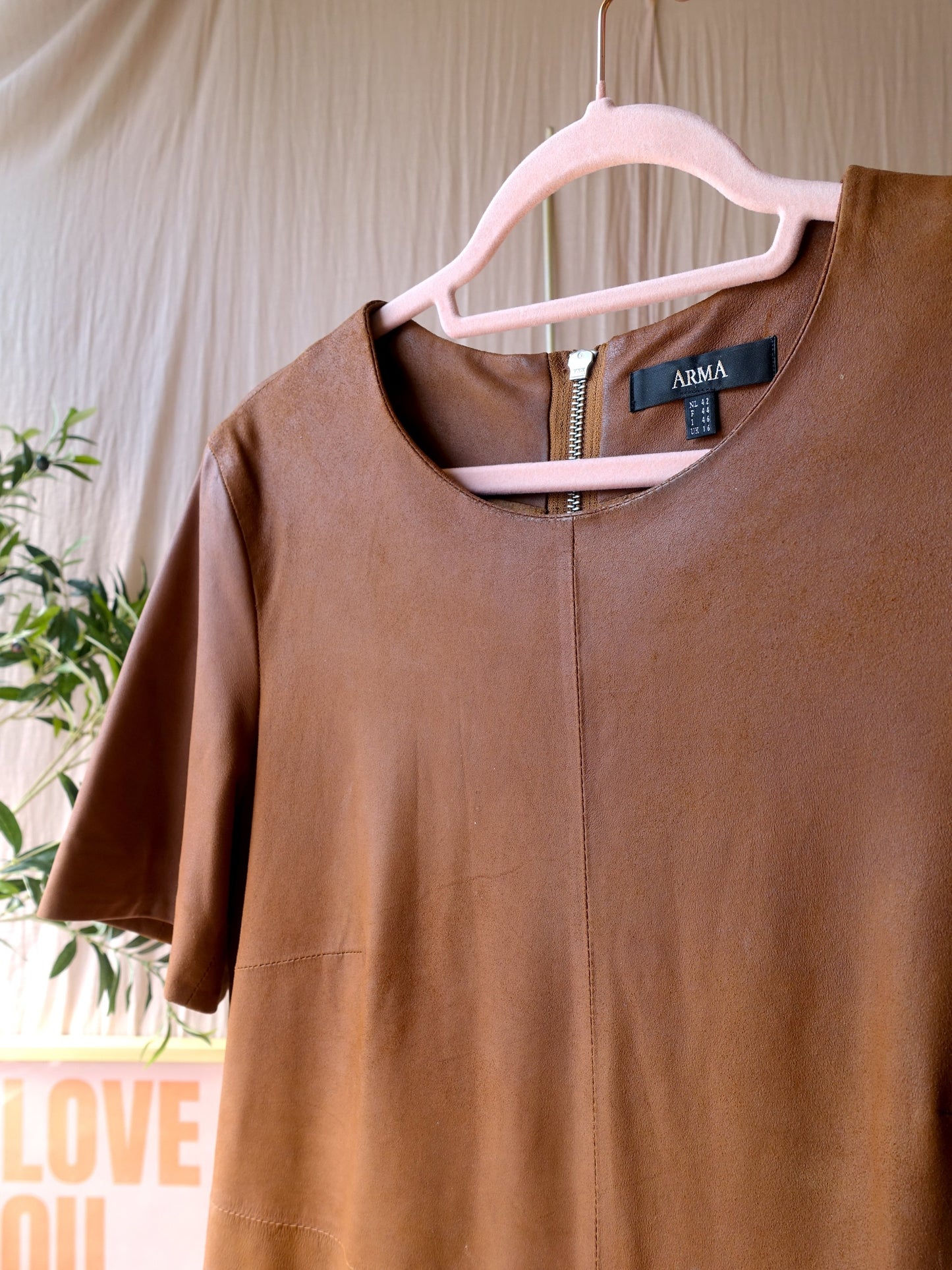 ARMA 100% goat leather classic jurk cognac