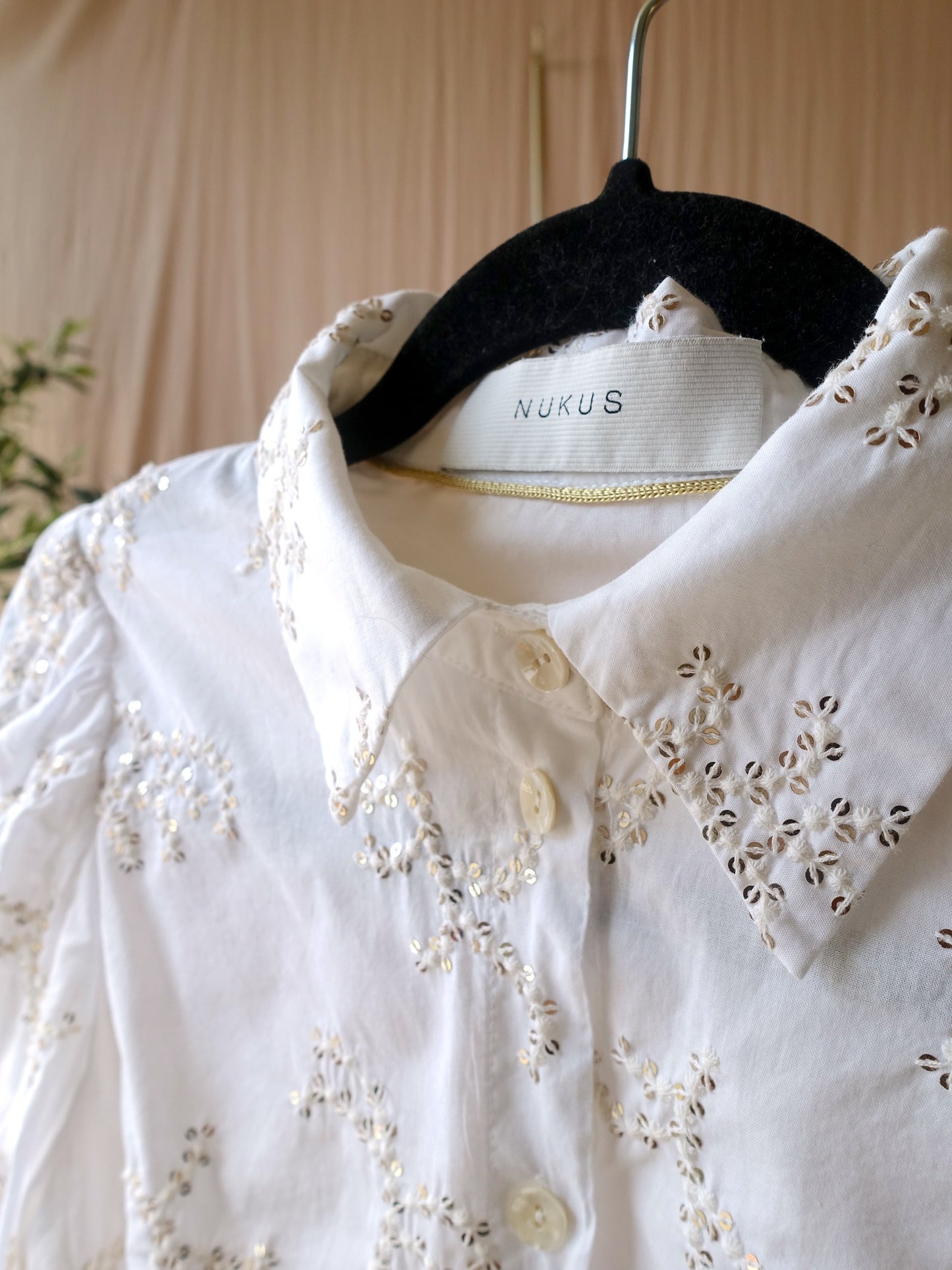 Nukus cotton & sequin blouse crisp white