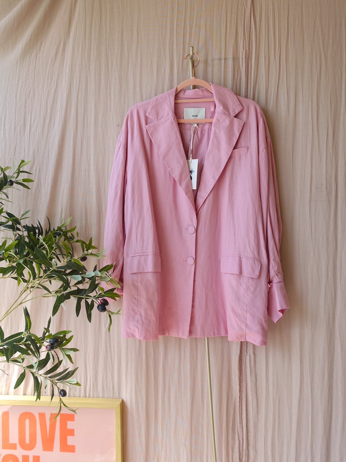 Shoeby linnenmix loose fit blazer cherry blossom