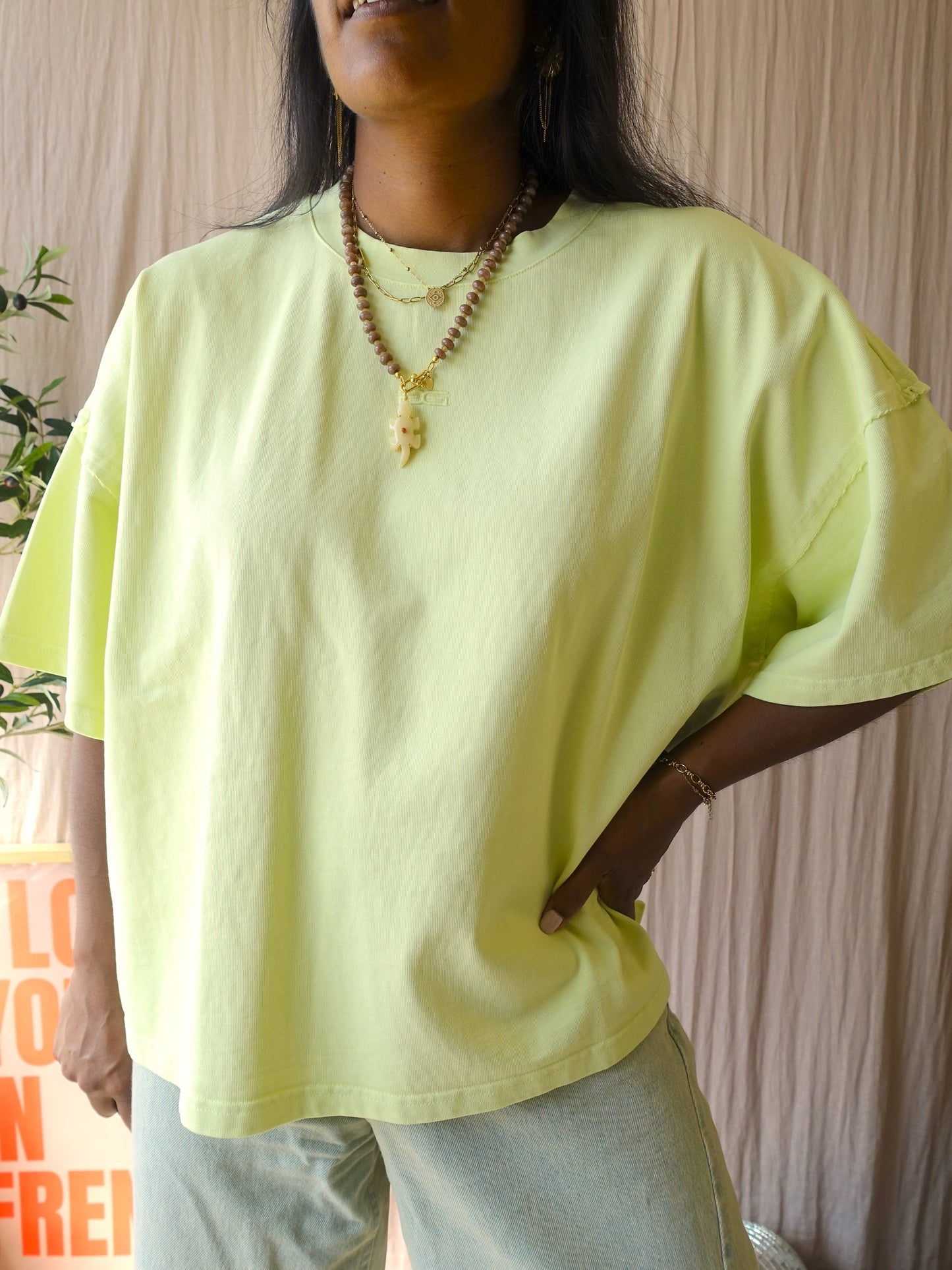 Gestuz jio oversized cotton tee luminary washed yellow