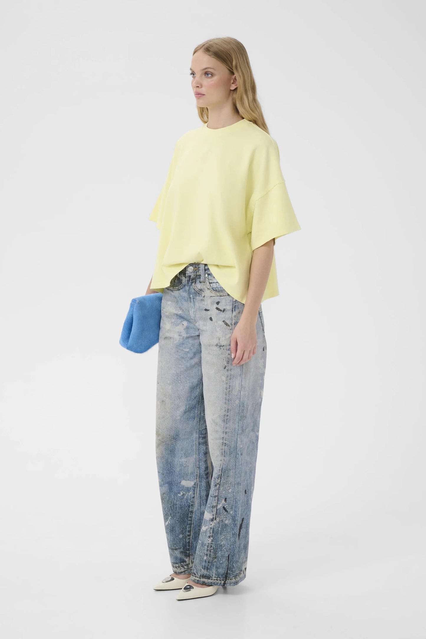 Gestuz jio oversized cotton tee luminary washed yellow