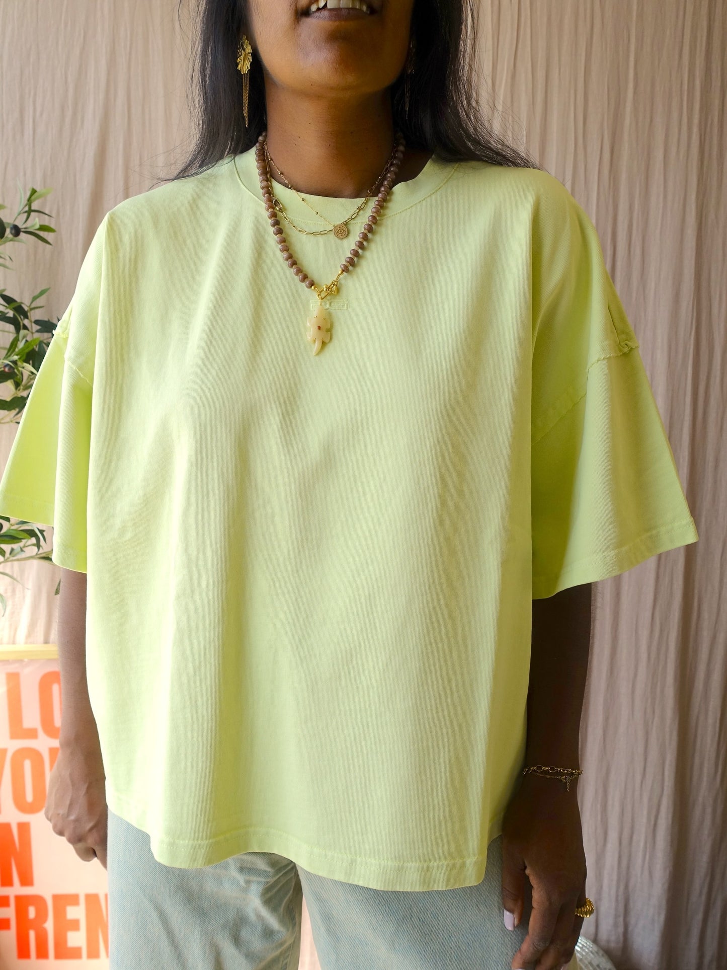 Gestuz jio oversized cotton tee luminary washed yellow