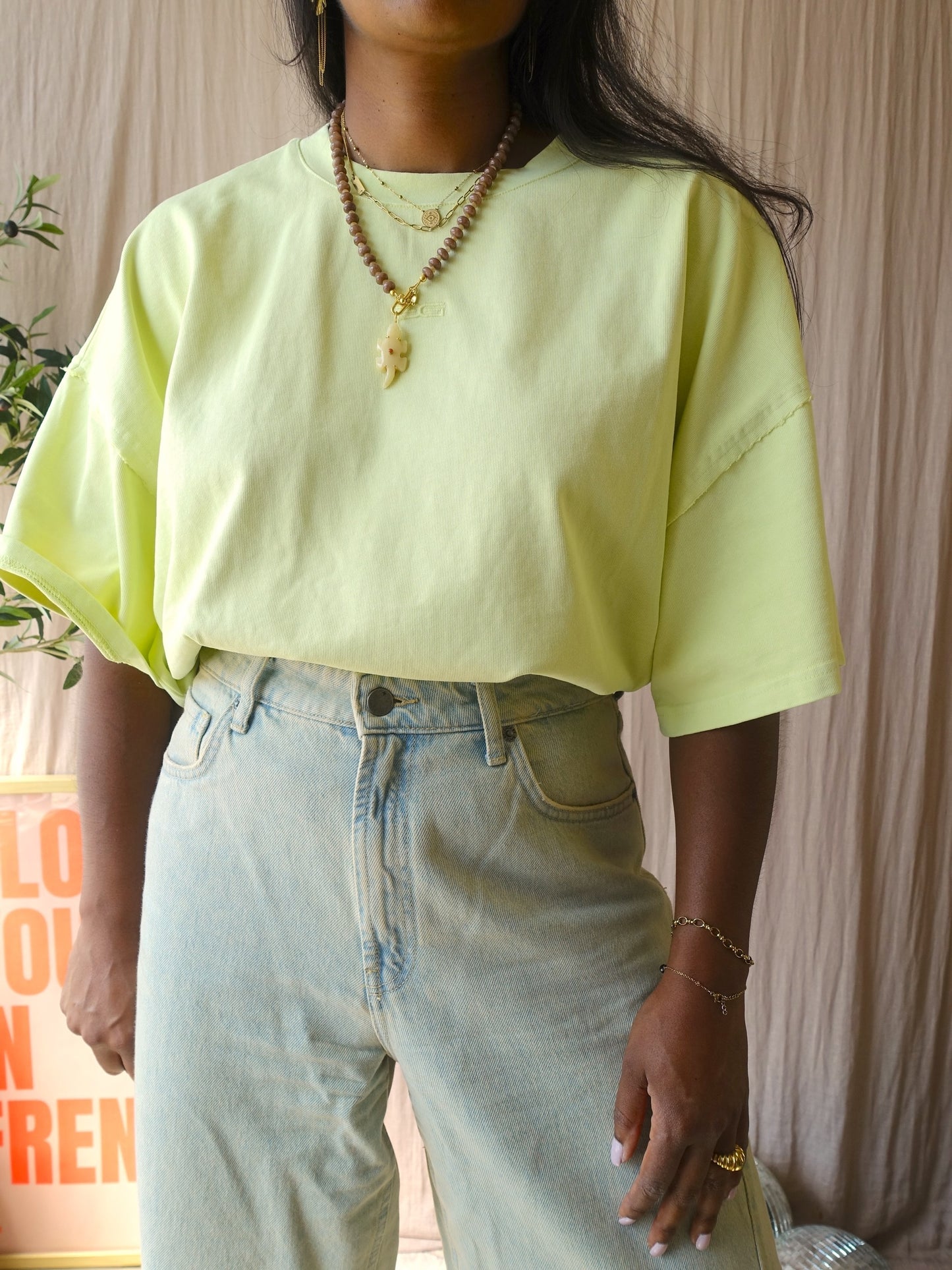 Gestuz jio oversized cotton tee luminary washed yellow