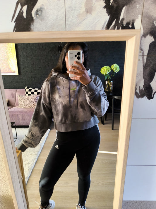 Adidas firebird cropped hoodie tie dye print
