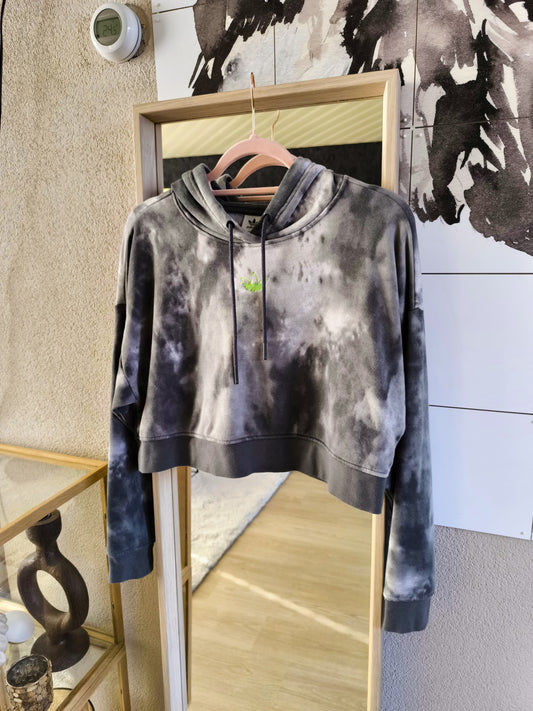 Adidas firebird cropped hoodie tie dye print