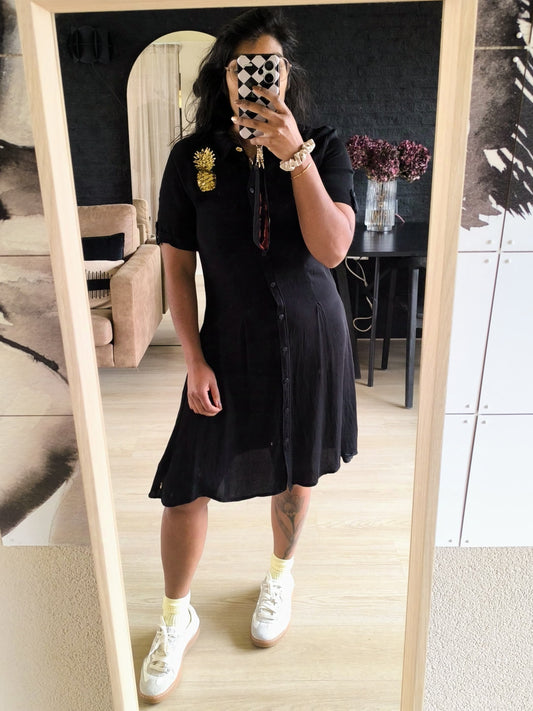Fabienne Chapot pineapple patch dress zwart