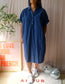 OPUS wajoni midi cotton jurk navy