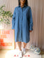 Repeat cotton stretch shirt dress old blue