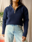 Rohé heavyweight classic zip knit navy