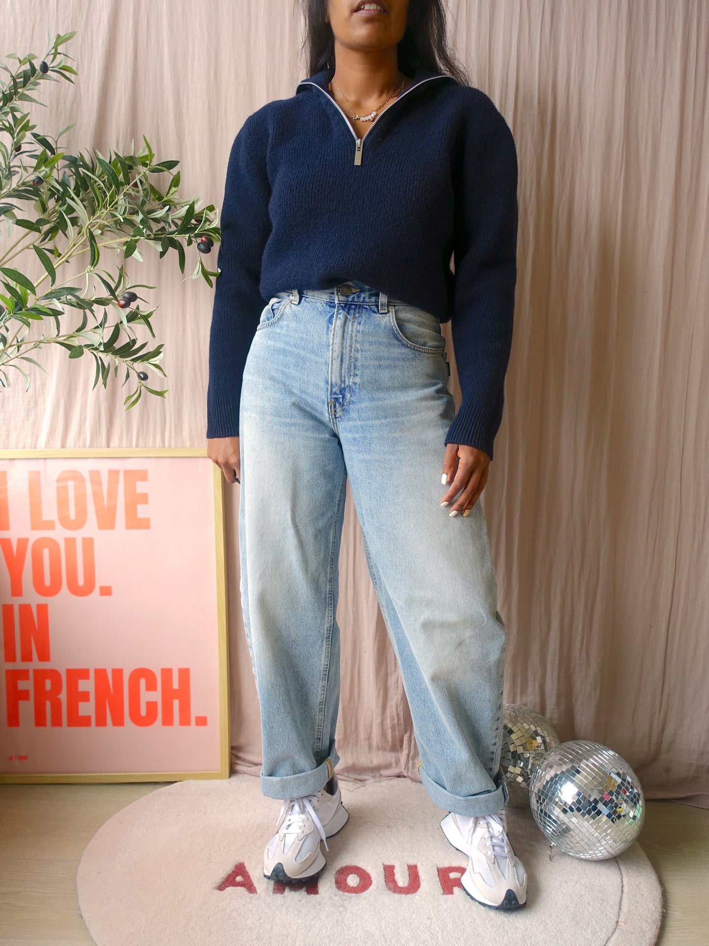 Rohé heavyweight classic zip knit navy