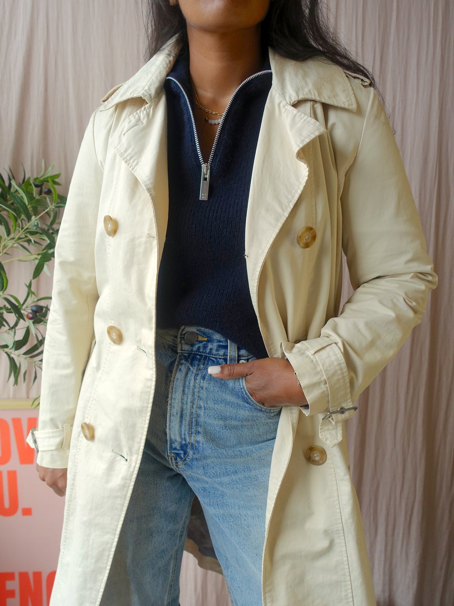 McGregor classic 90's designer trenchcoat panna cotta
