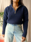 Rohé heavyweight classic zip knit navy