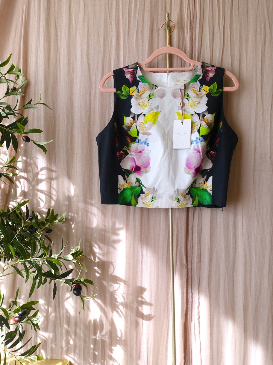 Ted Baker forget me not trellis cropped top