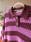 Sissy-Boy relaxed fit retro crochet polo burgundy / pink