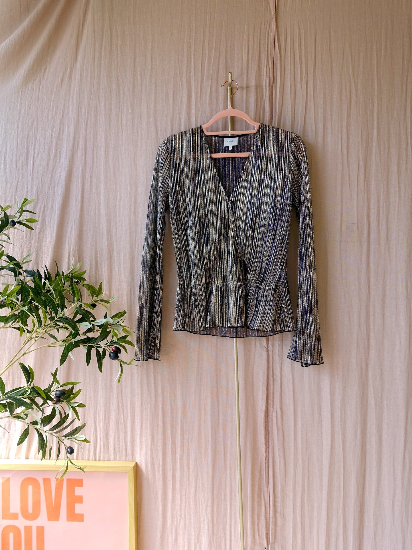 Dante6 the sheer peplum lurex top
