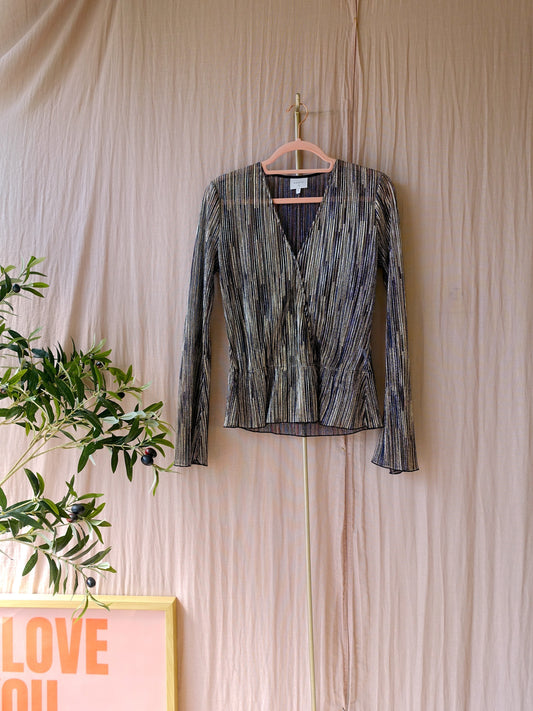 Dante6 the sheer peplum lurex top