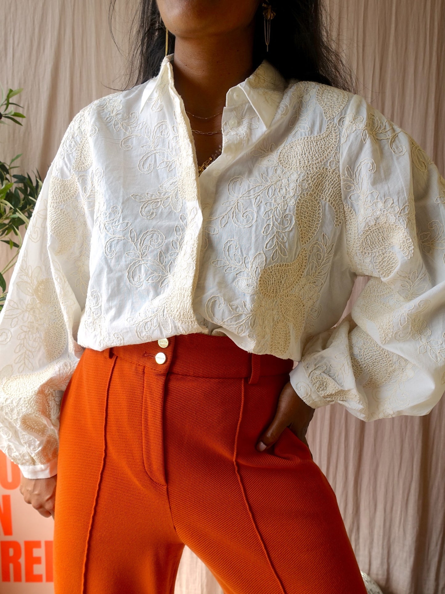 Shoeby embroidered bohemian blouse ecru