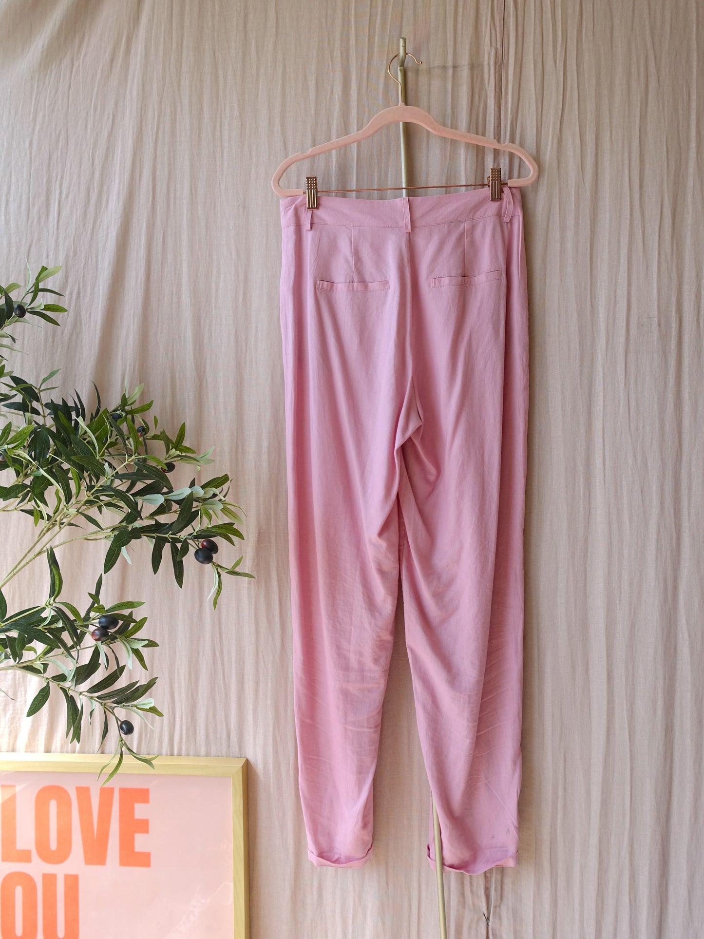 Shoeby linnenmix barrel fit pants cherry blossom