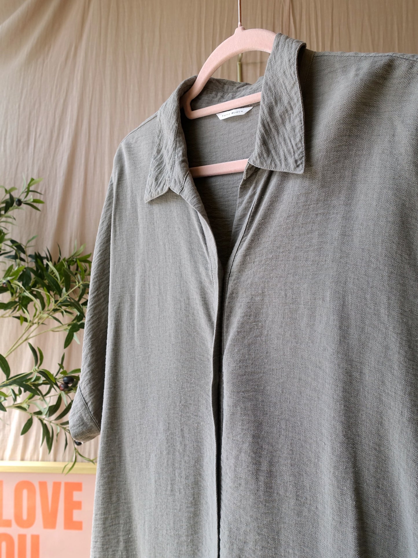 YAYA loose fit midi jurk taupe grey