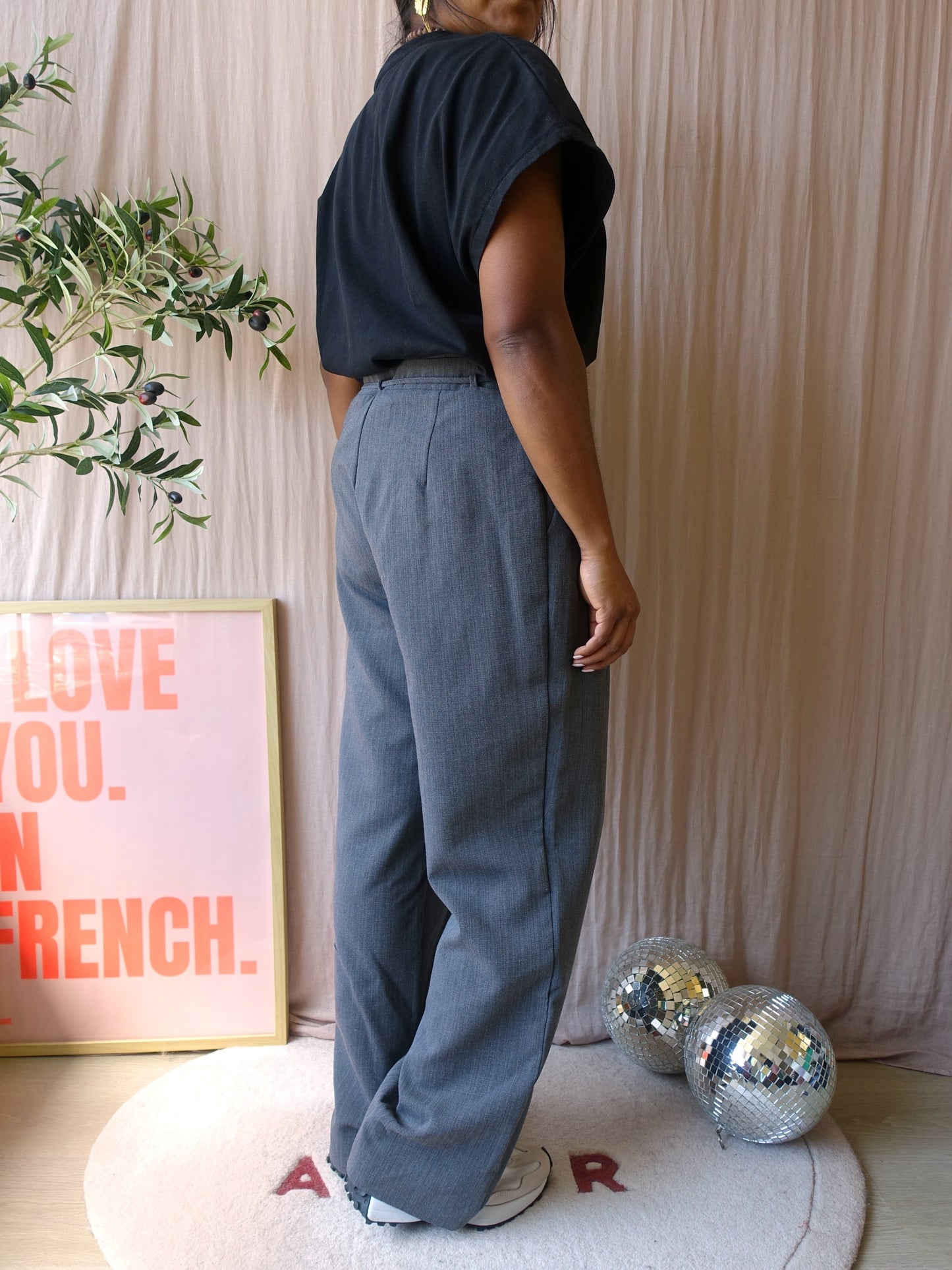 Karen By Simonsen solid straight fit pants charcoal