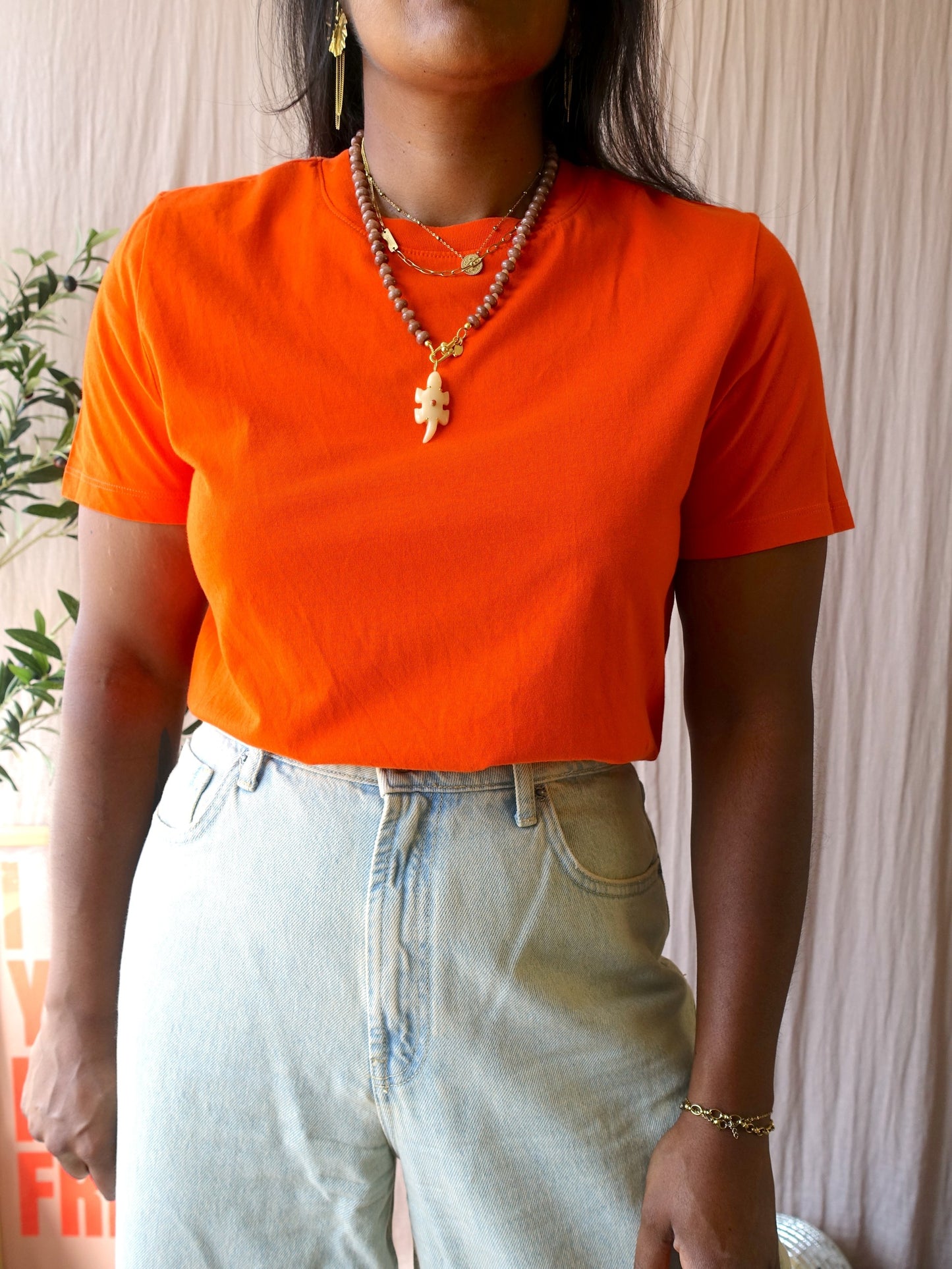 Selected Femme cotton tee pumpkin orange