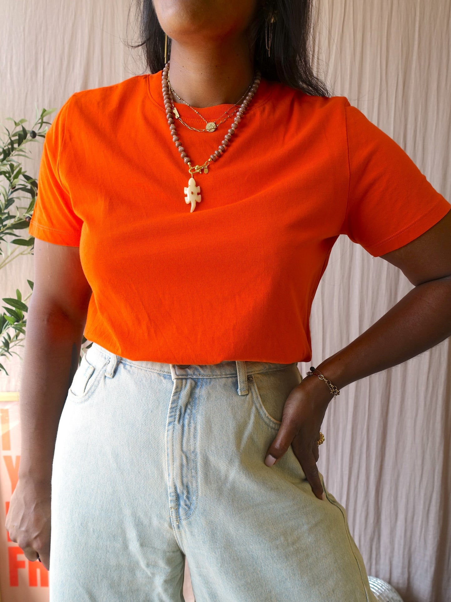 Selected Femme cotton tee pumpkin orange