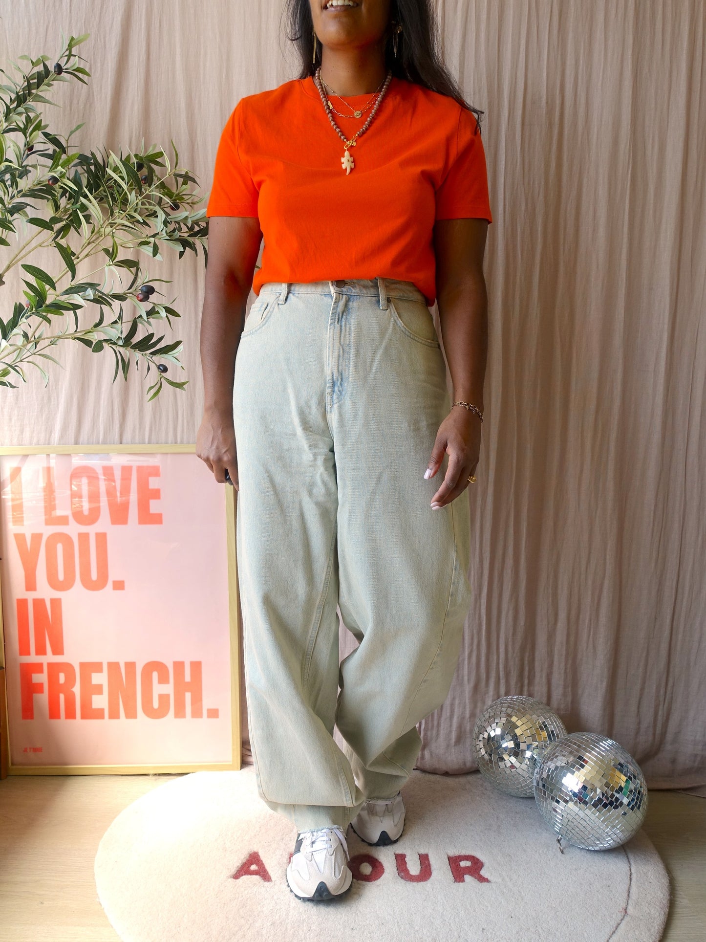 Selected Femme cotton tee pumpkin orange