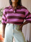 Sissy-Boy relaxed fit retro crochet polo burgundy / pink