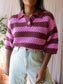 Sissy-Boy relaxed fit retro crochet polo burgundy / pink