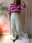 Sissy-Boy relaxed fit retro crochet polo burgundy / pink