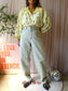 Vintage butter yellow floral shirt