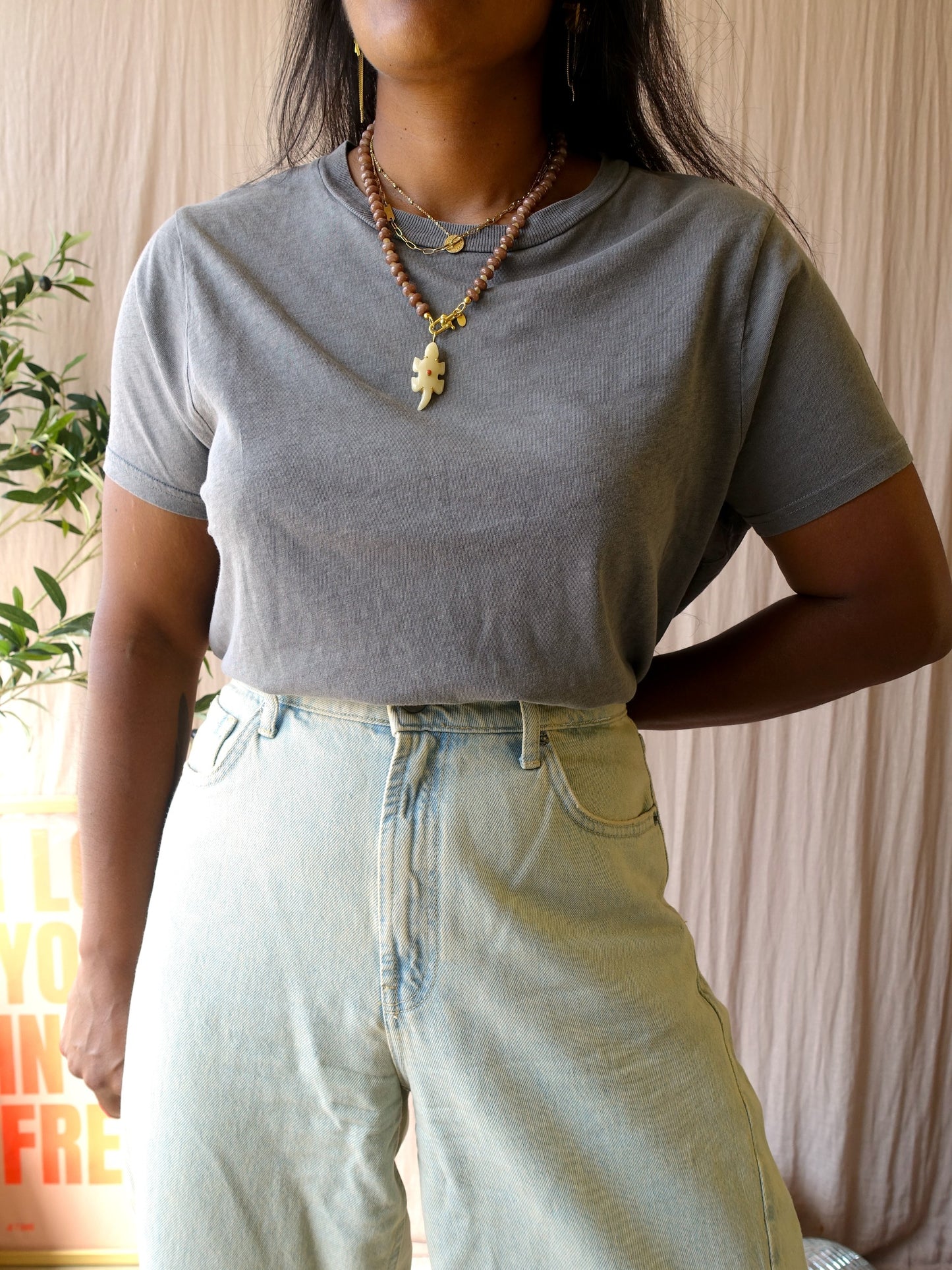 American Vintage slub jersey tee pewter grey