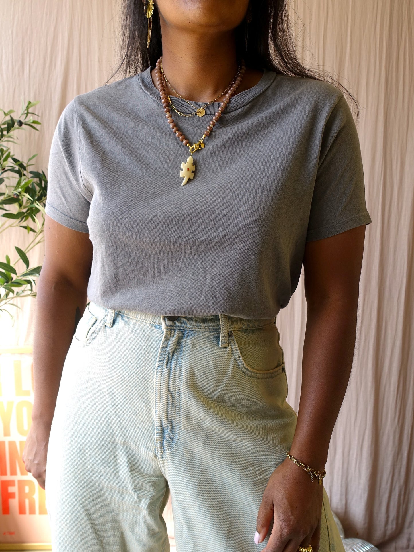 American Vintage slub jersey tee pewter grey