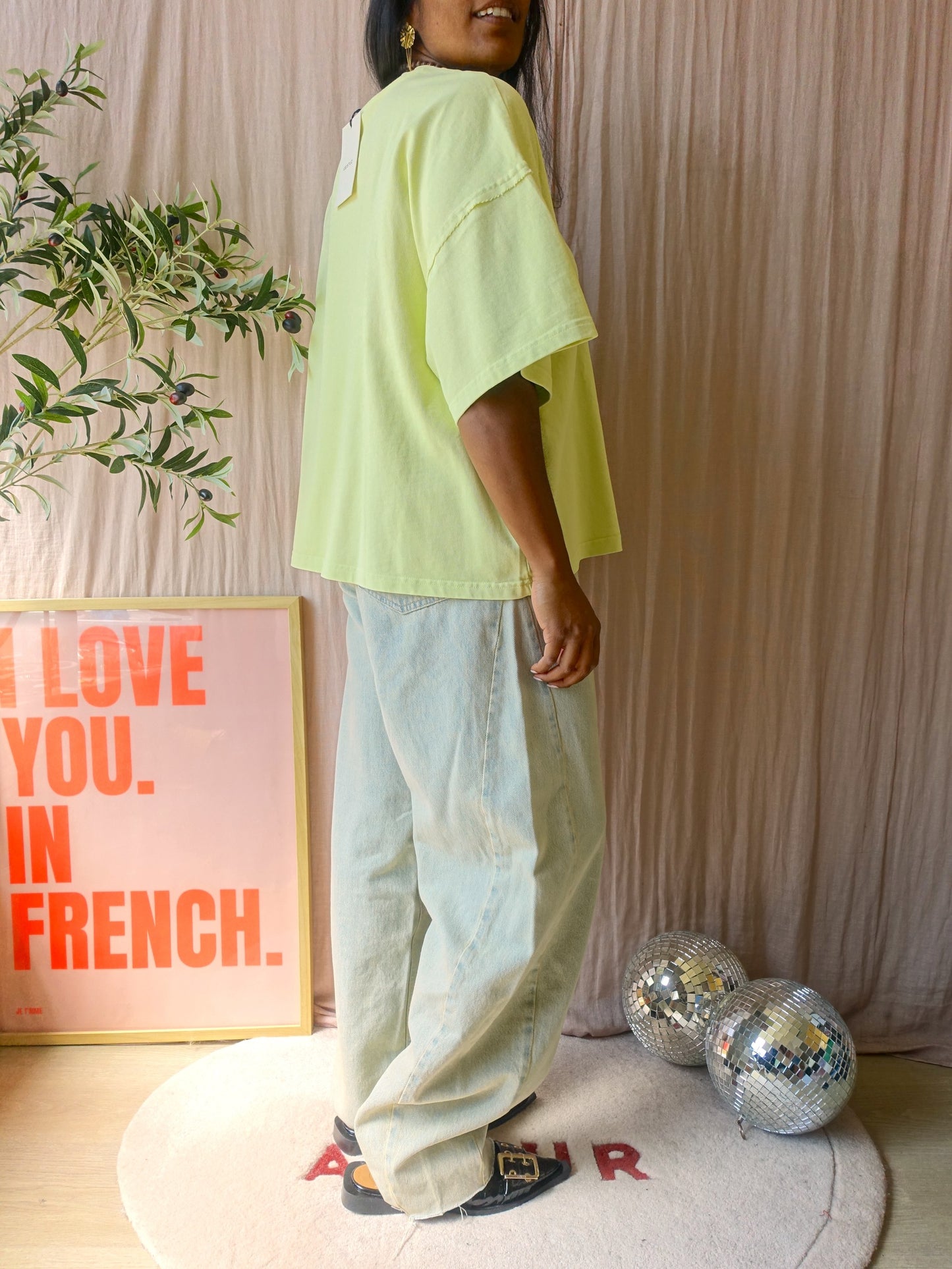 Gestuz jio oversized cotton tee luminary washed yellow