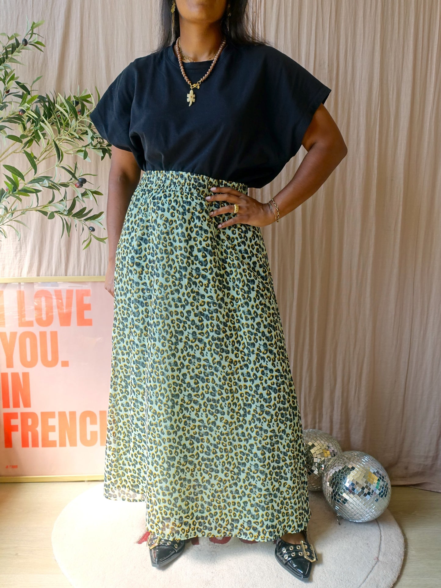 Sissy-Boy maxi leopard rok pastel jade